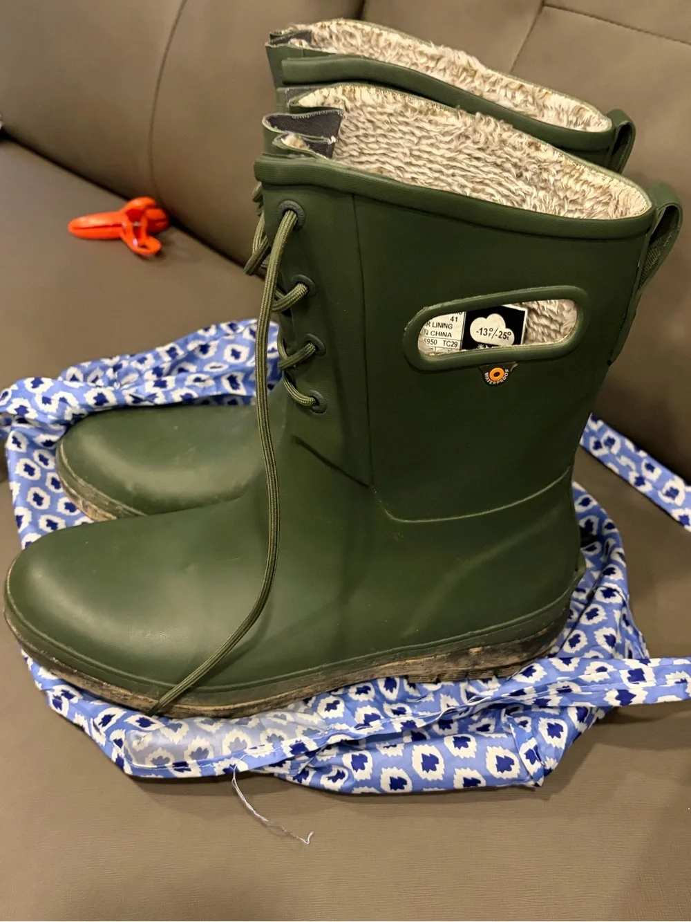 Bogs Olive Green Lace-Up Insulated Waterproof Boots